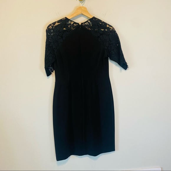 Rebecca Taylor Black Lace Sleeve Fitted Shift Dress Size 4 - Picture 8 of 8